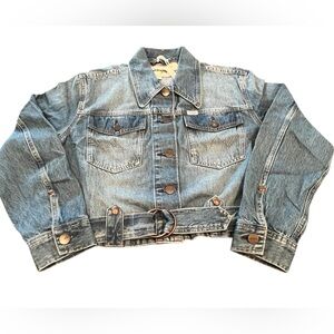 Wrangler Denim Moto Jacket Size XL Cropped Jean Jacket Womens NWT